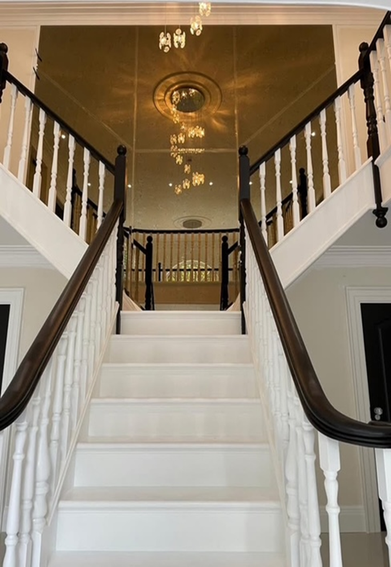 Antique mirror feature wall staircase North West
